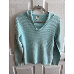 Title Nine Teal Hoodie Womens Hoodie Sweatshirt Hooded Knit Ribbed Lounge SZ S